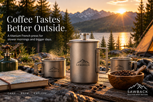 Outdoor cooking setup at mountain camp in British Columbia