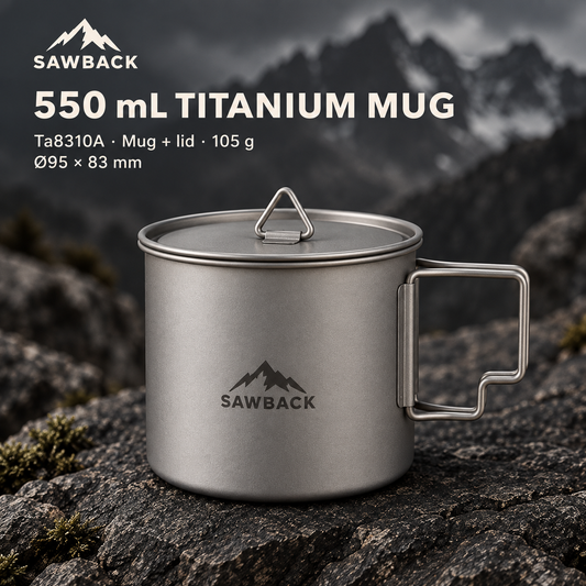 Sawback 550 mL Titanium Camp Mug + Lid
