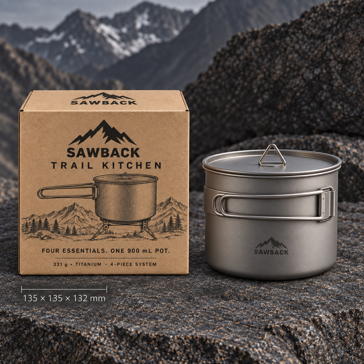 Sawback Trail Kitchen — 4-Piece Nested Titanium Cook System