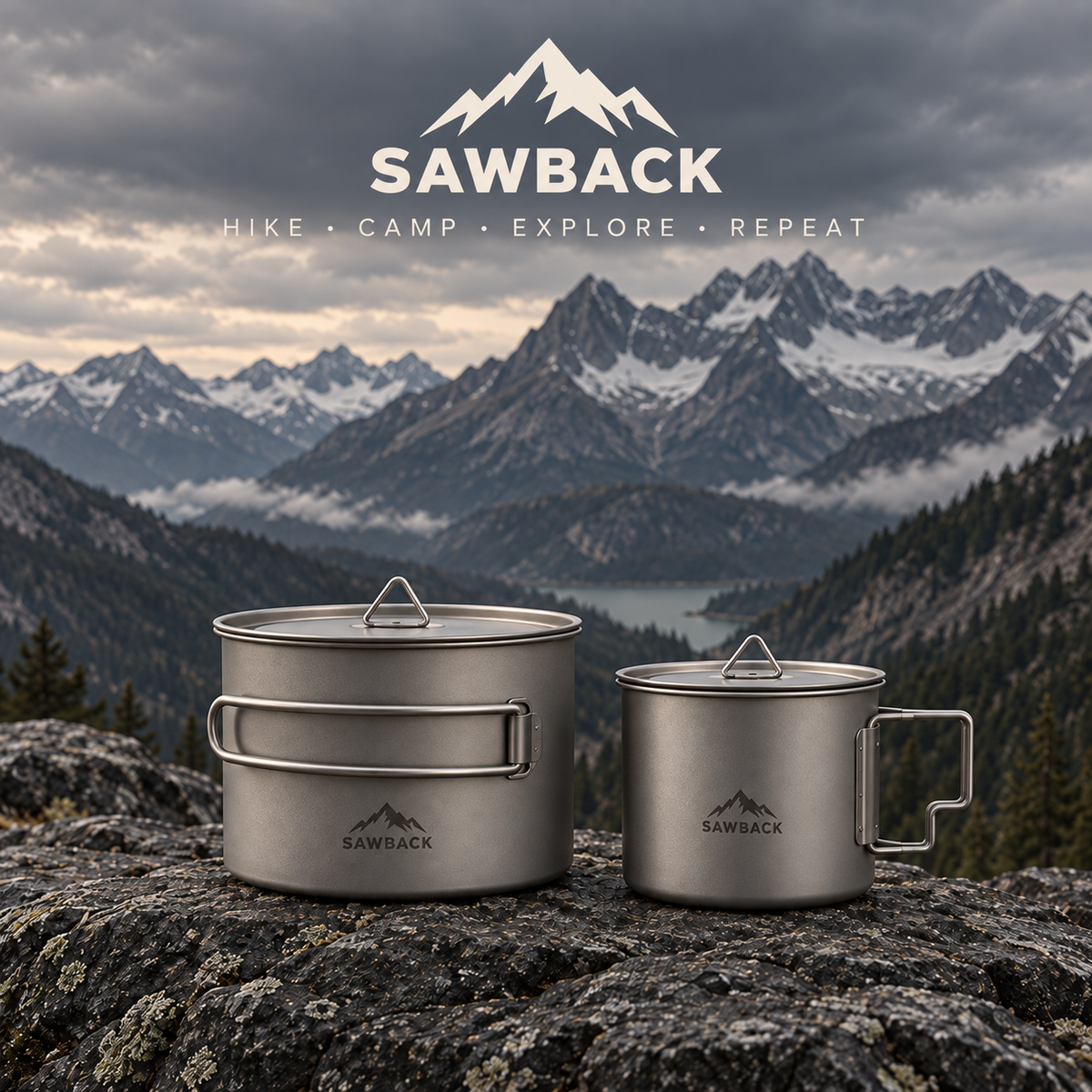 Sawback Trail Kitchen — 4-Piece Nested Titanium Cook System