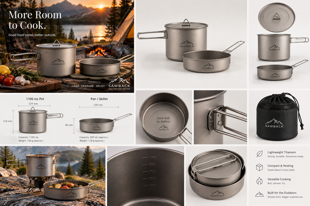 Sawback 1100 mL Titanium Pot + Pan Set